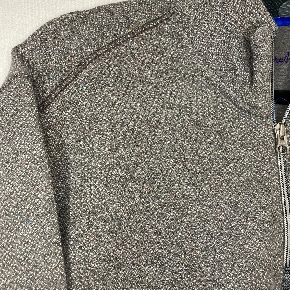Robert Graham Gray Delage Tweed Jacquard Quarter 1/4 Zip Pullover Sweater XL